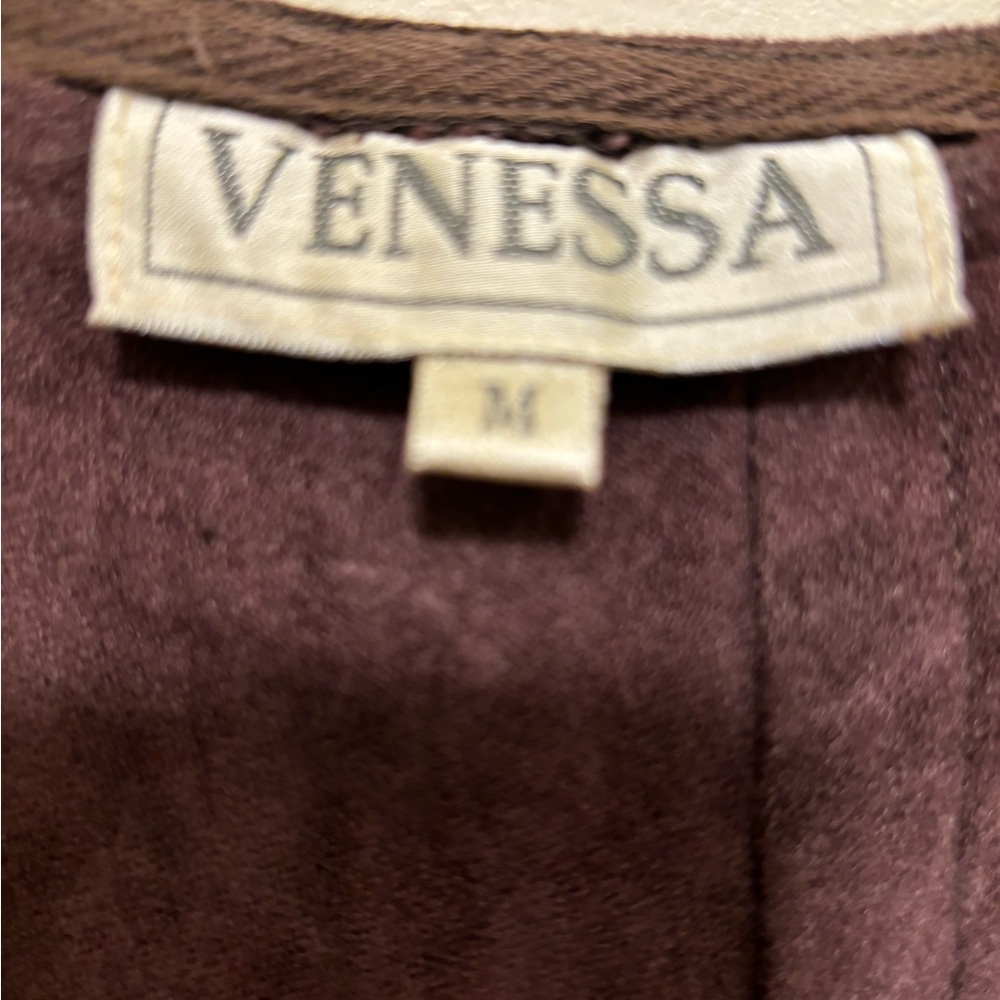 Venessa Skirt Set with Long Sleeves and Stand Collar Women's Size M Dark Brown - Picture 9 of 15